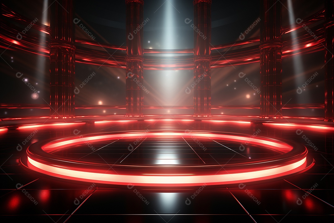 Pano de fundo com iluminação de holofotes vermelhos para imagem realista de fundo design ultra hd alto