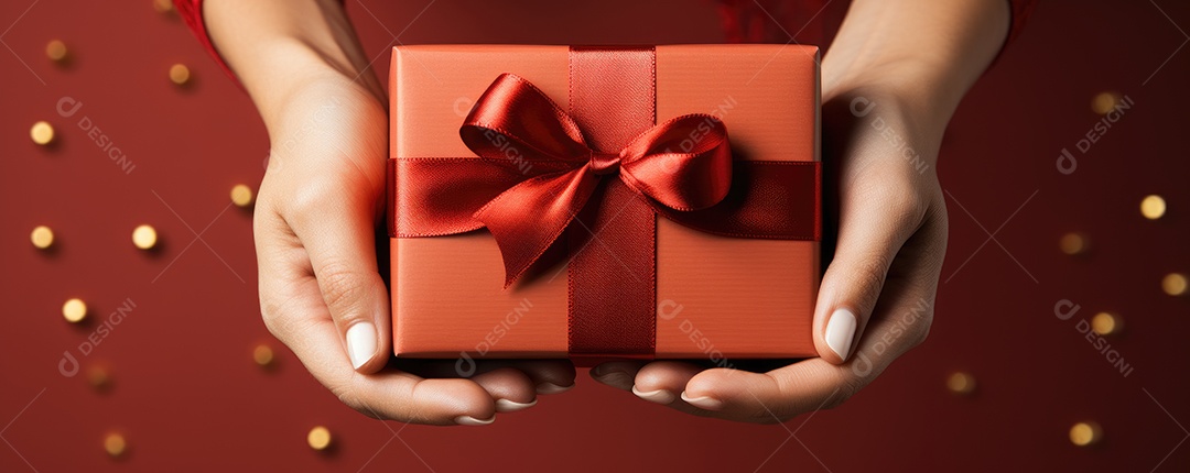 Mão segurando uma caixa de presente