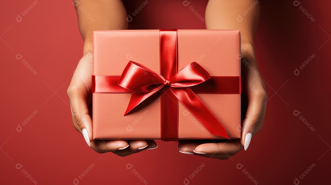 Mão segurando uma caixa de presente