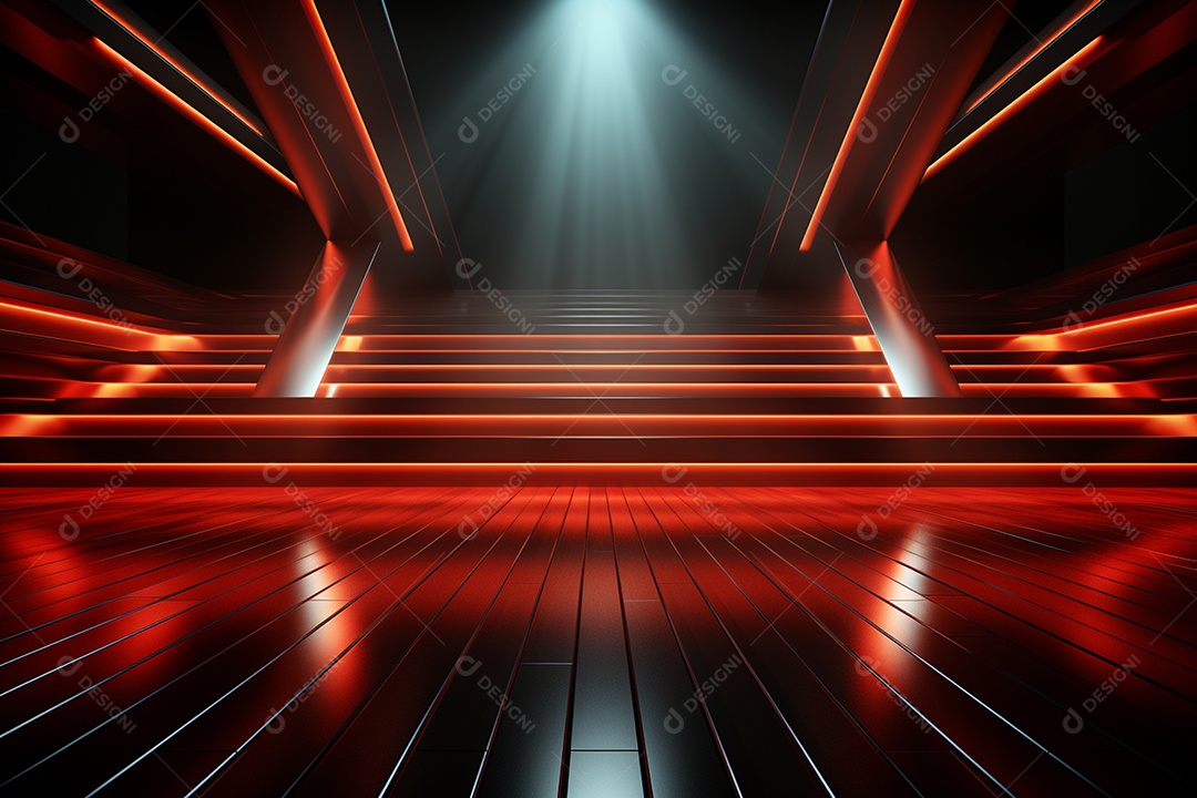 Pano de fundo com iluminação de holofotes vermelhos para imagem realista de fundo design ultra hd alto