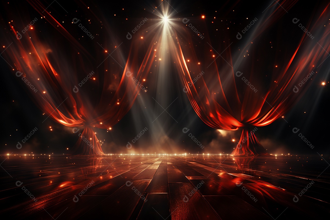 Pano de fundo com iluminação de holofotes vermelhos para imagem realista de fundo design ultra hd alto