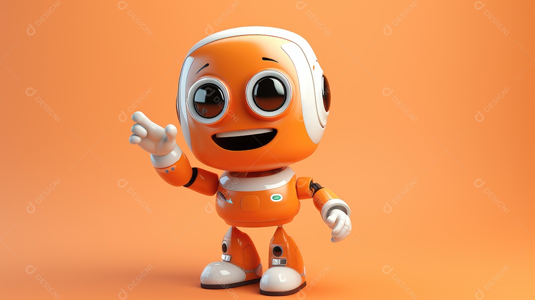 Um mini robô sobre fundo azul