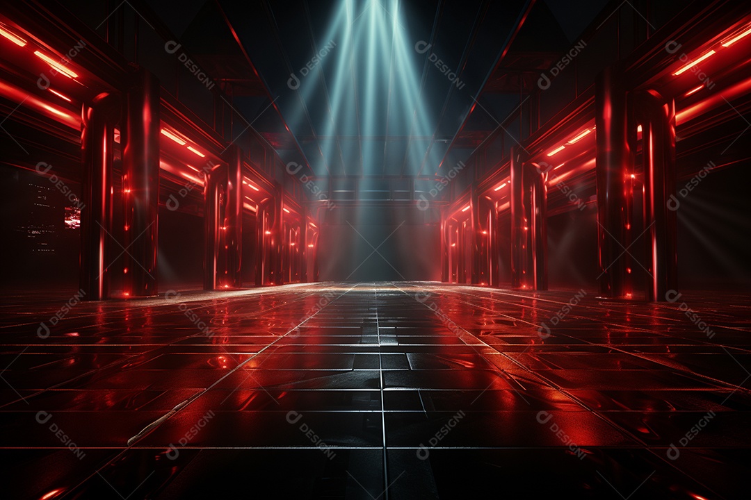 Pano de fundo com iluminação de holofotes vermelhos para imagem realista de fundo design ultra hd alto