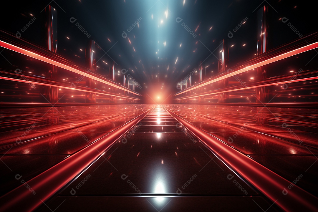 Pano de fundo com iluminação de holofotes vermelhos para imagem realista de fundo design ultra hd alto