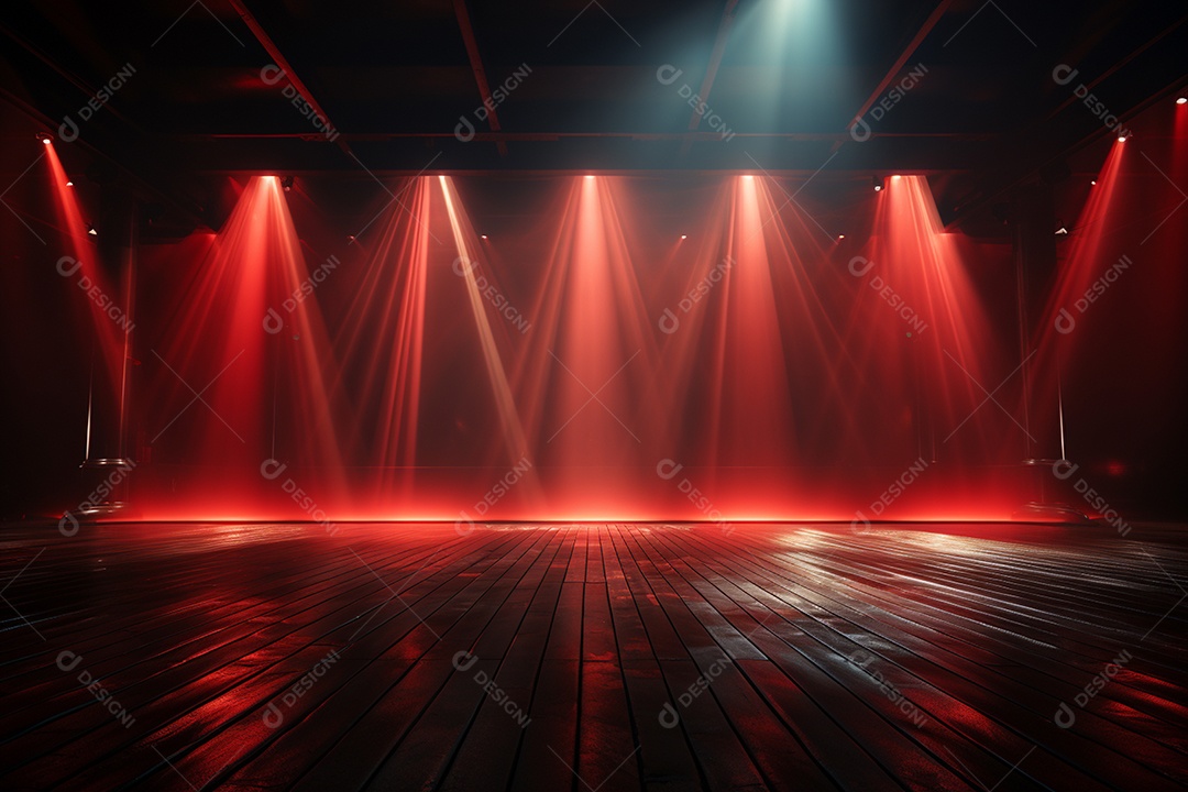 Pano de fundo com iluminação de holofotes vermelhos para imagem realista de fundo design ultra hd alto