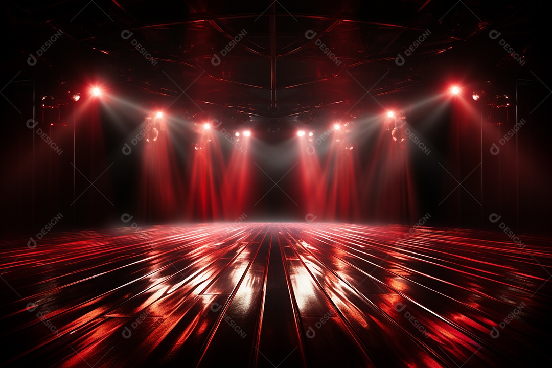 Pano de fundo com iluminação de holofotes vermelhos para imagem realista de fundo design ultra hd alto