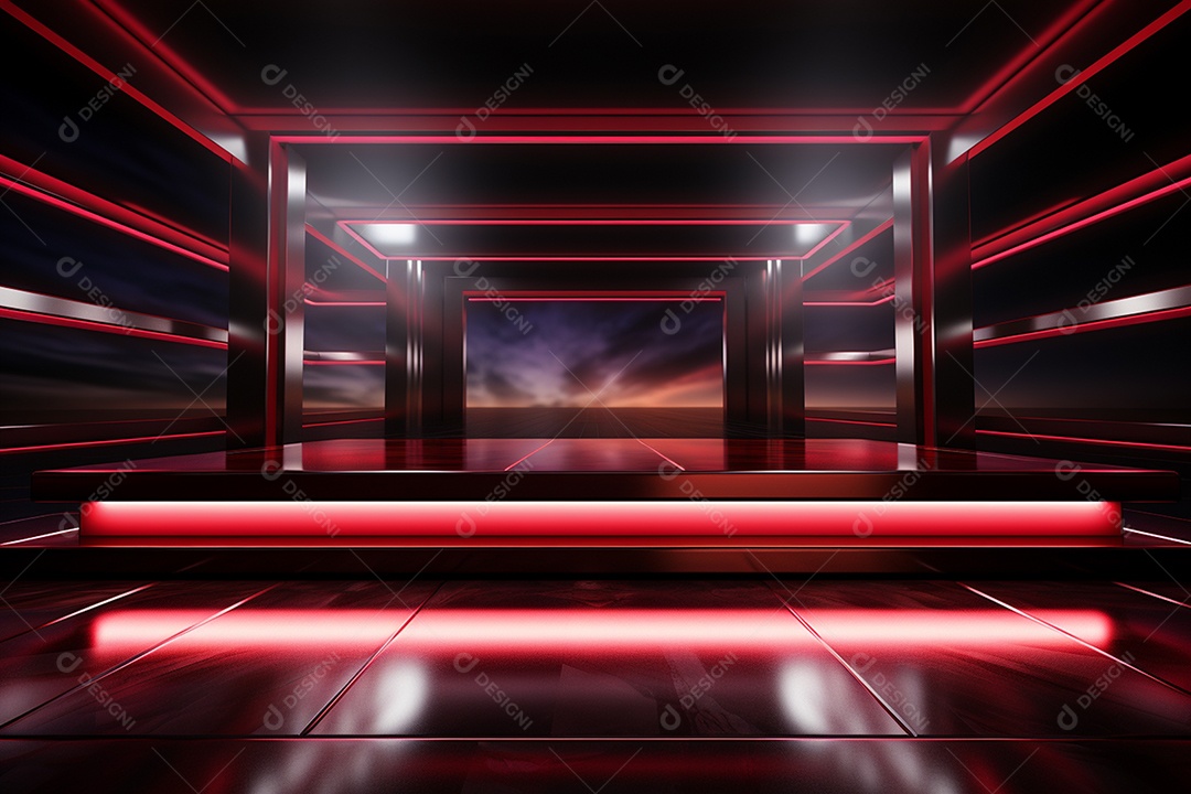 Pano de fundo com iluminação de holofotes vermelhos para imagem realista de fundo design ultra hd alto