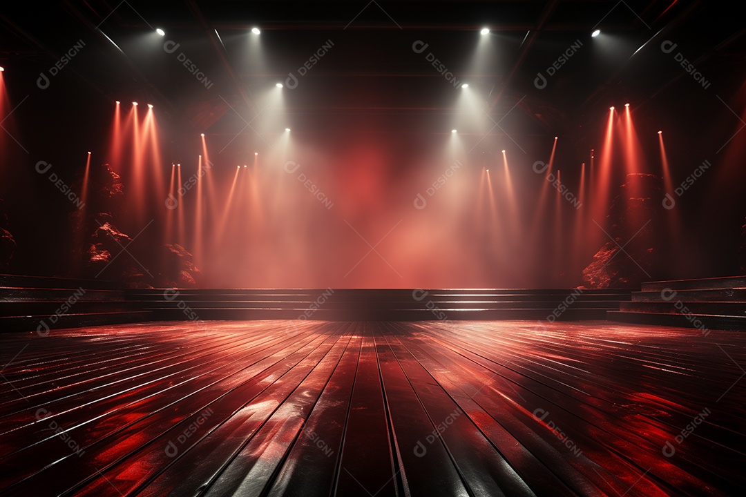 Pano de fundo com iluminação de holofotes vermelhos para imagem realista de fundo design ultra hd alto