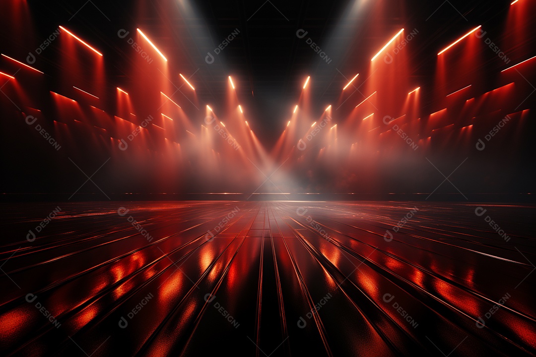 Pano de fundo com iluminação de holofotes vermelhos para imagem realista de fundo design ultra hd alto