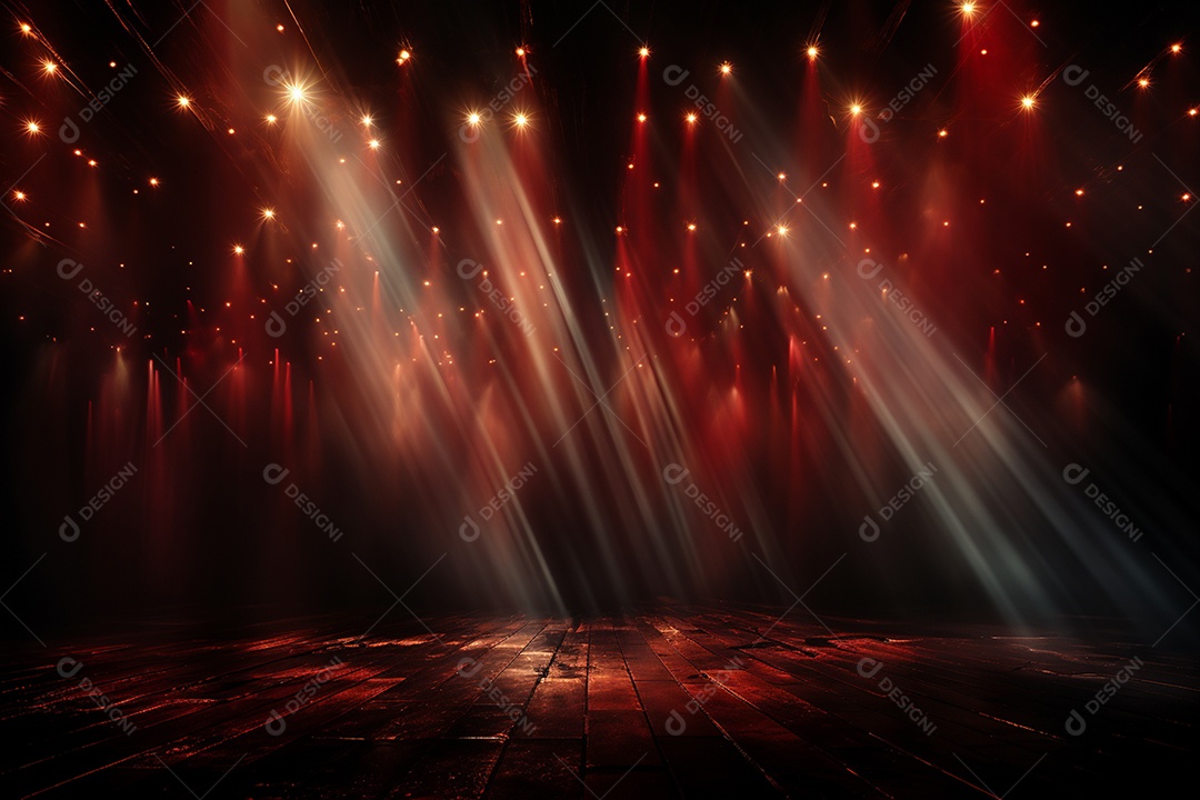 Pano de fundo com iluminação de holofotes vermelhos para imagem realista de fundo design ultra hd alto