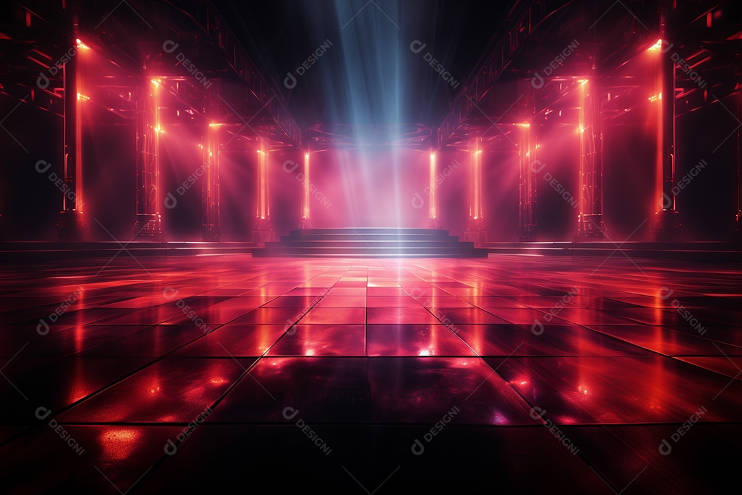 Pano de fundo com iluminação de holofotes vermelhos para imagem realista de fundo design ultra hd alto