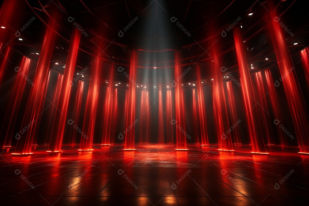 Pano de fundo com iluminação de holofotes vermelhos para imagem realista de fundo design ultra hd alto