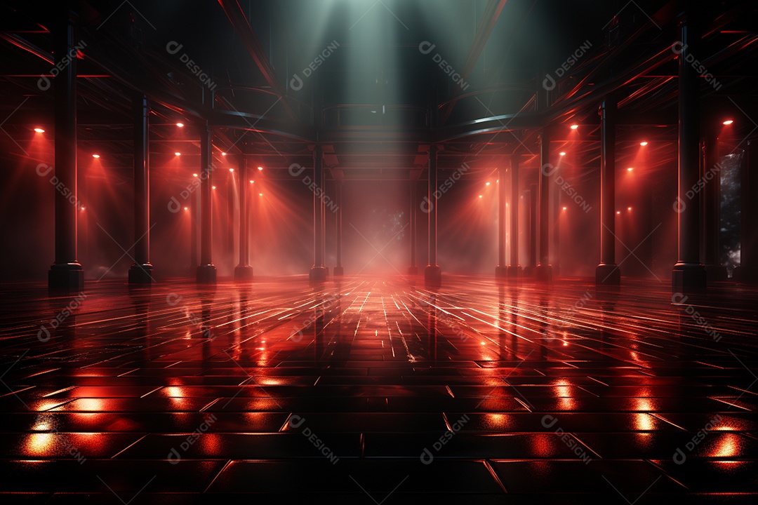 Pano de fundo com iluminação de holofotes vermelhos para imagem realista de fundo design ultra hd alto