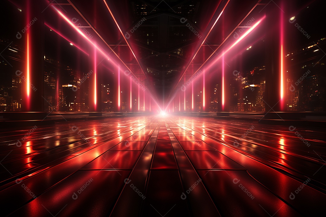 Pano de fundo com iluminação de holofotes vermelhos para imagem realista de fundo design ultra hd alto