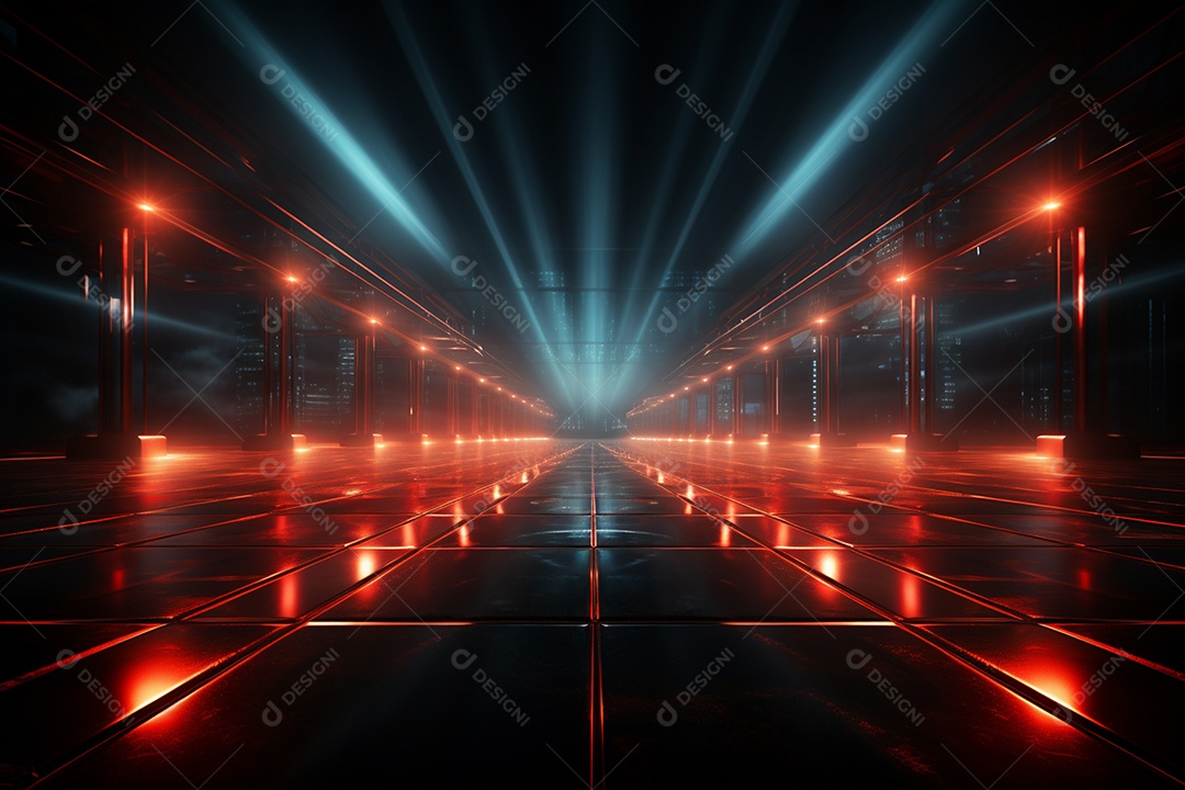 Pano de fundo com iluminação de holofotes vermelhos para imagem realista de fundo design ultra hd alto