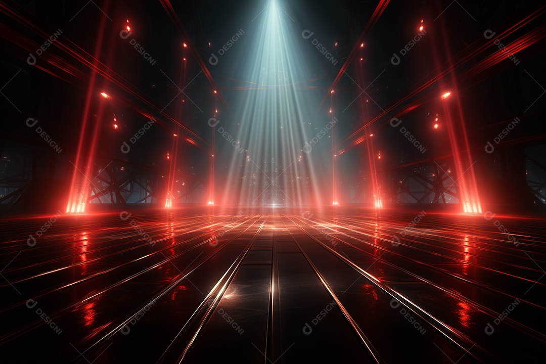 Pano de fundo com iluminação de holofotes vermelhos para imagem realista de fundo design ultra hd alto