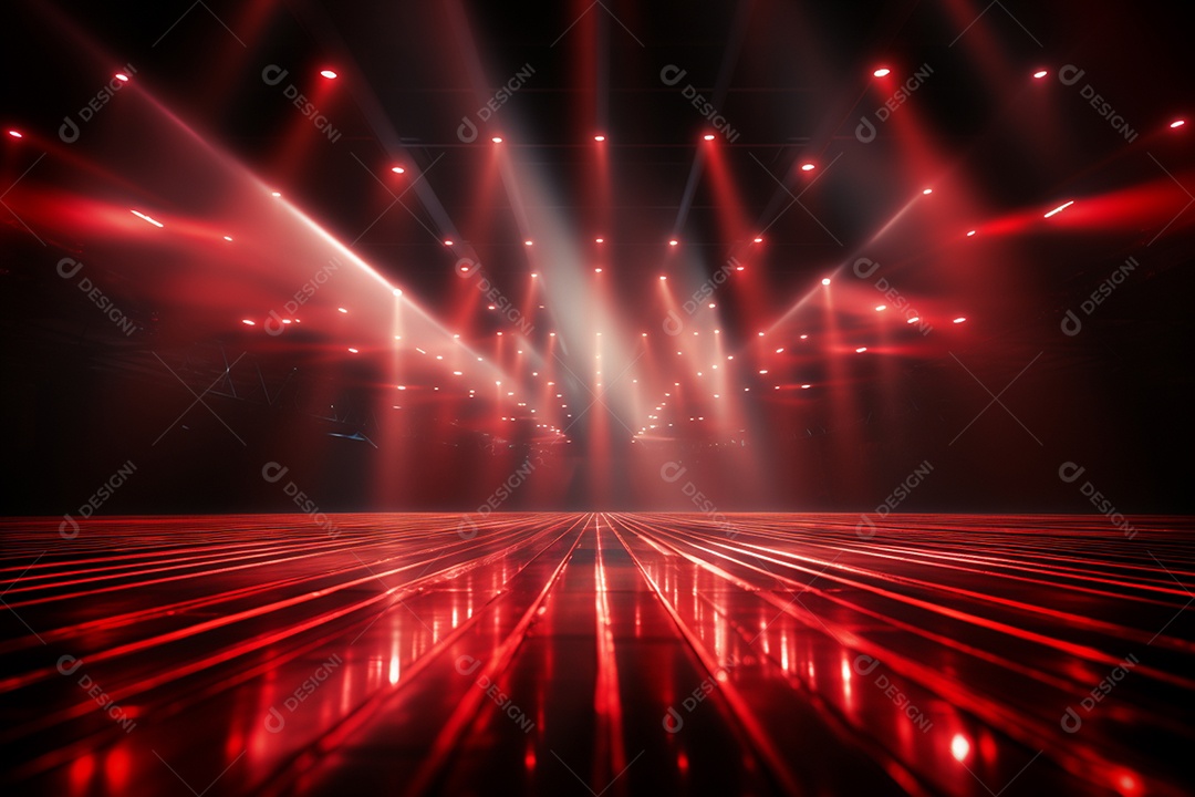 Pano de fundo com iluminação de holofotes vermelhos para imagem realista de fundo design ultra hd alto