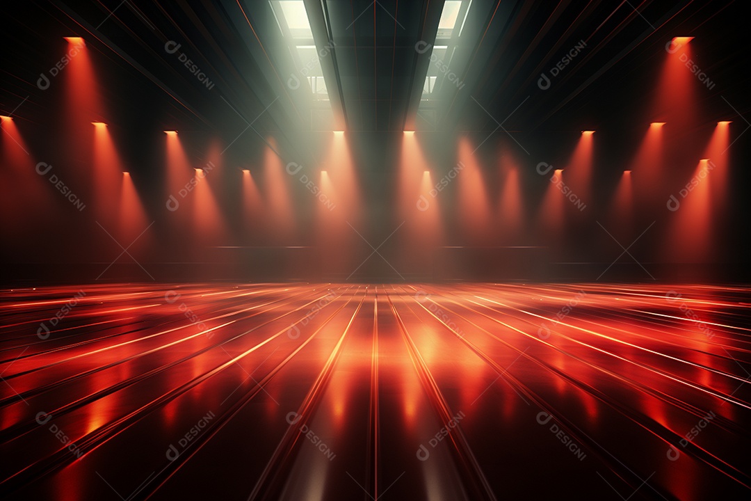 Pano de fundo com iluminação de holofotes vermelhos para imagem realista de fundo design ultra hd alto