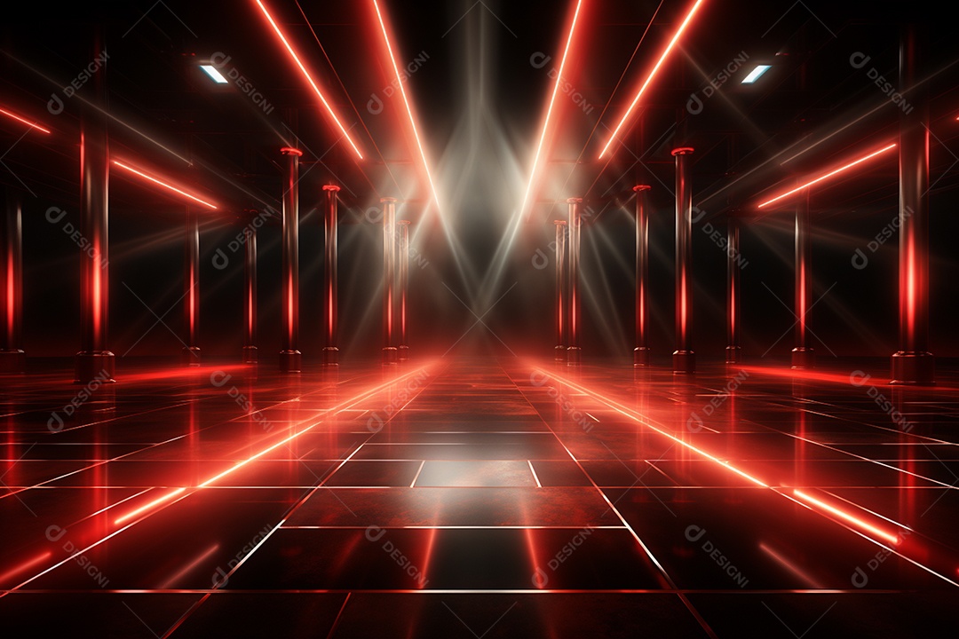 Pano de fundo com iluminação de holofotes vermelhos para imagem realista de fundo design ultra hd alto