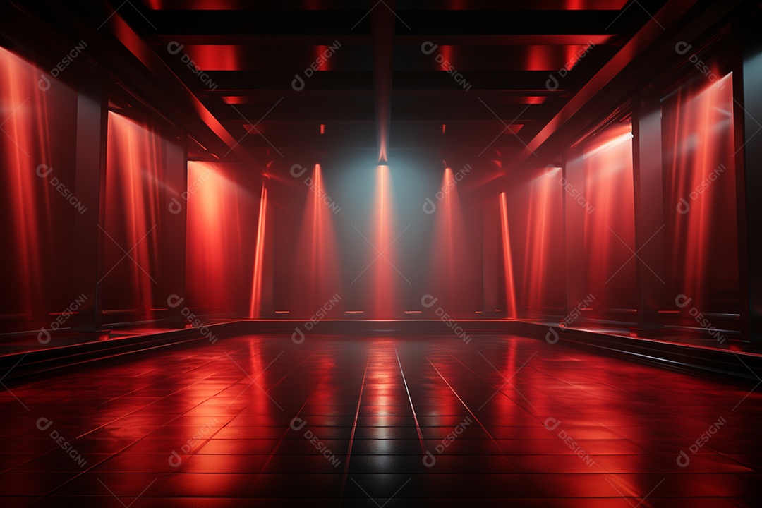 Pano de fundo com iluminação de holofotes vermelhos para imagem realista de fundo design ultra hd alto