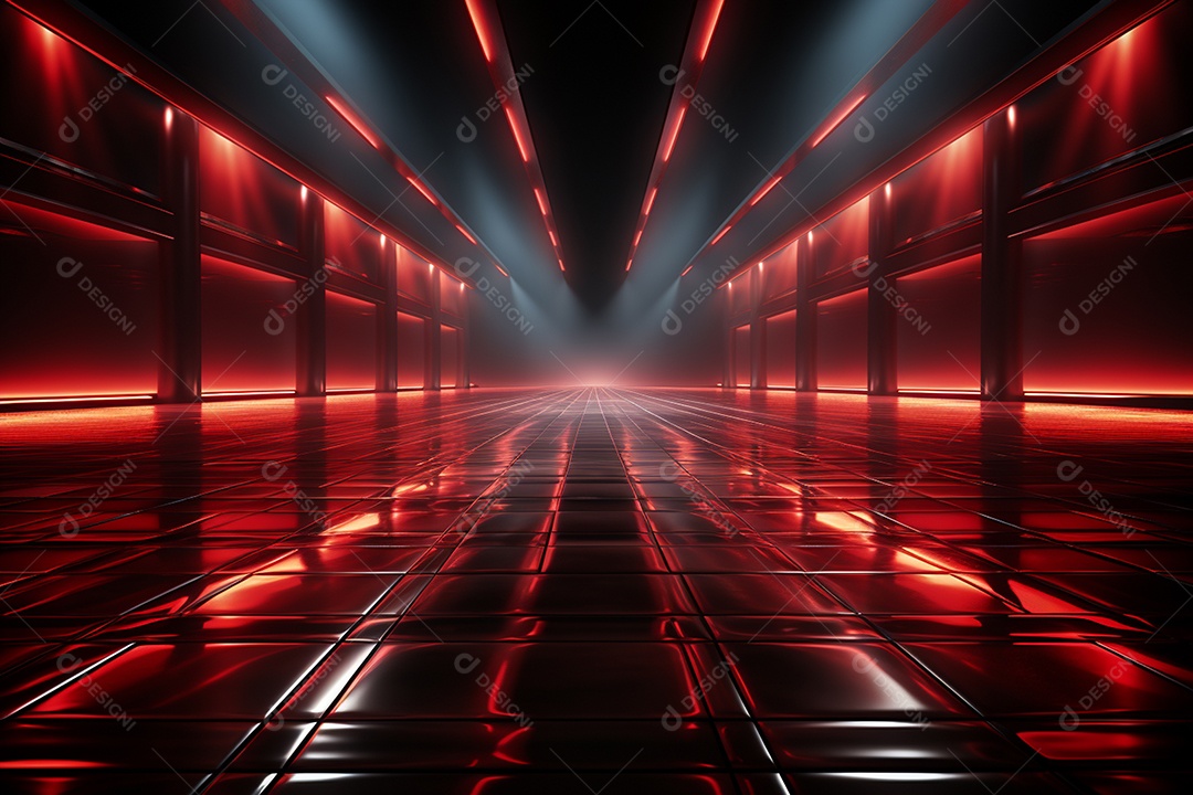 Pano de fundo com iluminação de holofotes vermelhos para imagem realista de fundo design ultra hd alto