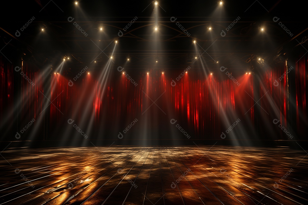 Pano de fundo com iluminação de holofotes vermelhos para imagem realista de fundo design ultra hd alto