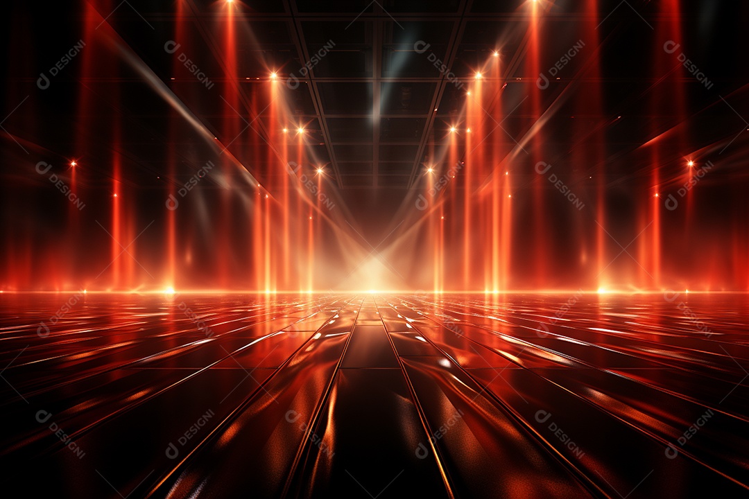 Pano de fundo com iluminação de holofotes vermelhos para imagem realista de fundo design ultra hd alto