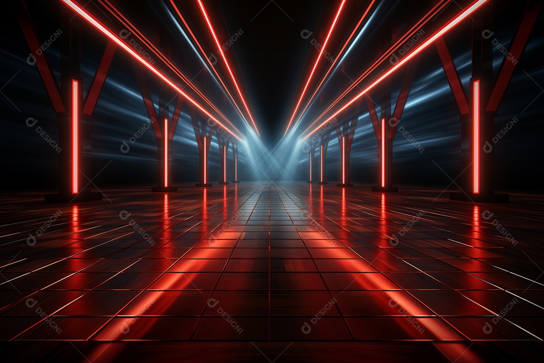 Pano de fundo com iluminação de holofotes vermelhos para imagem realista de fundo design ultra hd alto