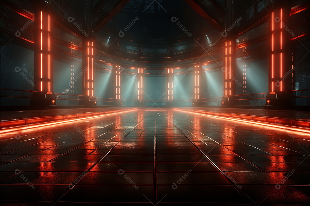 Pano de fundo com iluminação de holofotes vermelhos para imagem realista de fundo design ultra hd alto