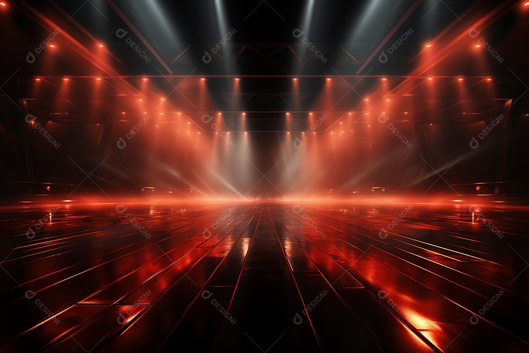 Pano de fundo com iluminação de holofotes vermelhos para imagem realista de fundo design ultra hd alto