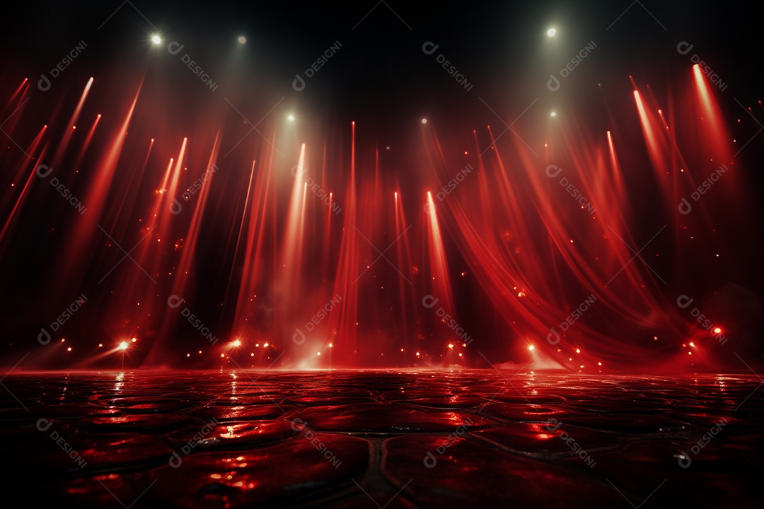 Pano de fundo com iluminação de holofotes vermelhos para imagem realista de fundo design ultra hd alto