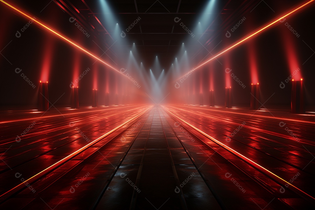 Pano de fundo com iluminação de holofotes vermelhos para imagem realista de fundo design ultra hd alto