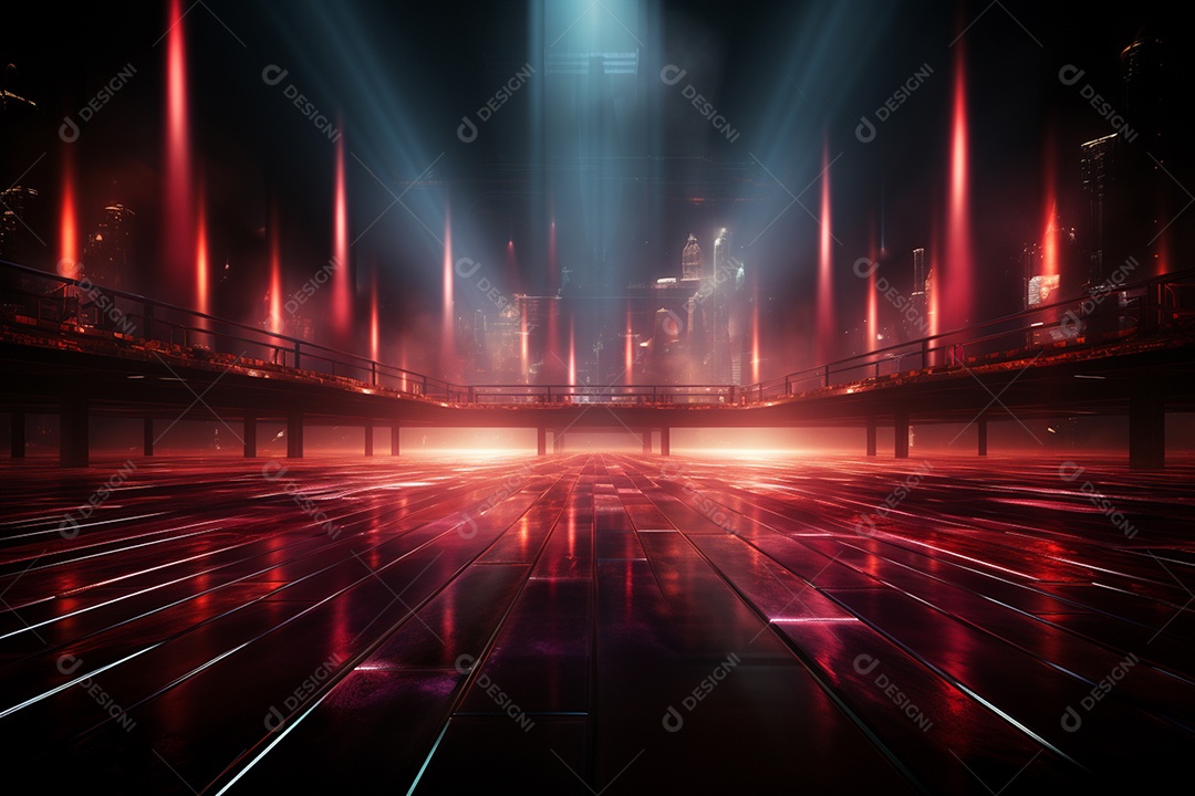 Pano de fundo com iluminação de holofotes vermelhos para imagem realista de fundo design ultra hd alto