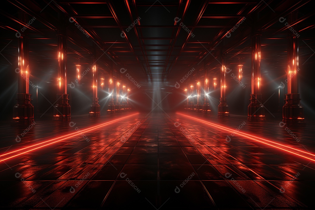 Pano de fundo com iluminação de holofotes vermelhos para imagem realista de fundo design ultra hd alto