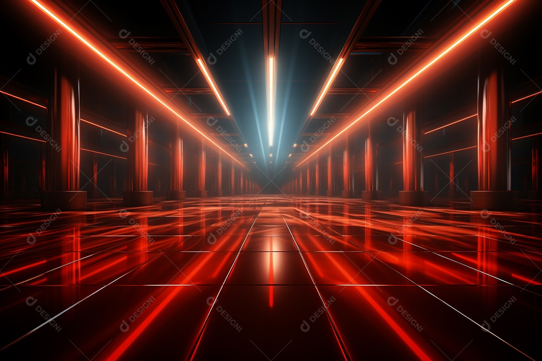 Pano de fundo com iluminação de holofotes vermelhos para imagem realista de fundo design ultra hd alto