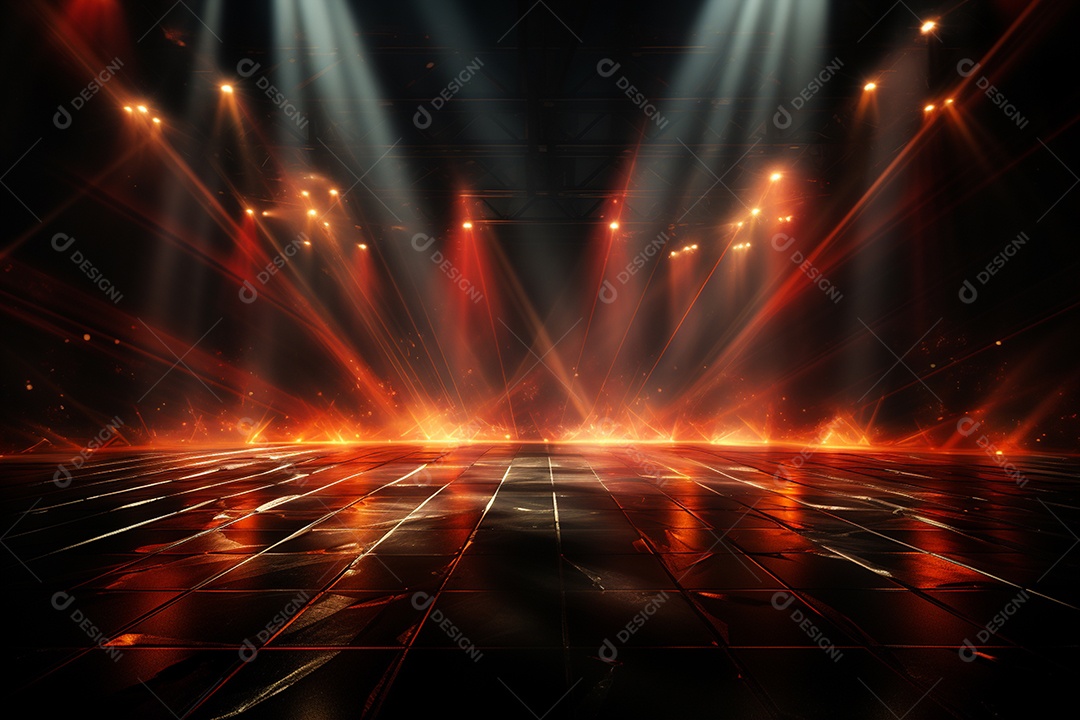 Pano de fundo com iluminação de holofotes vermelhos para imagem realista de fundo design ultra hd alto