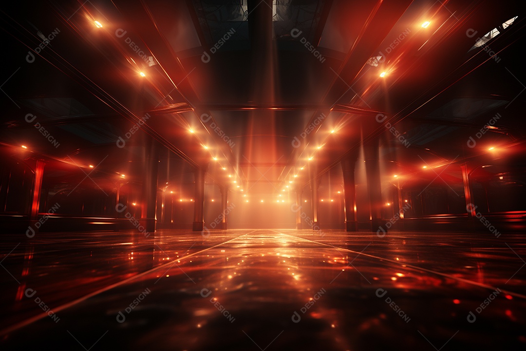 Pano de fundo com iluminação de holofotes vermelhos para imagem realista de fundo design ultra hd alto