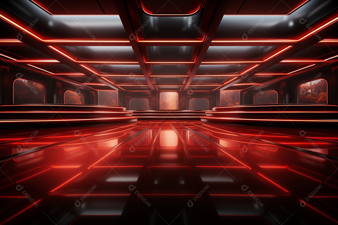 Pano de fundo com iluminação de holofotes vermelhos para imagem realista de fundo design ultra hd alto