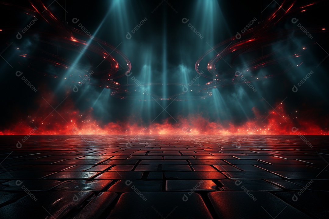 Pano de fundo com iluminação de holofotes vermelhos para imagem realista de fundo design ultra hd alto