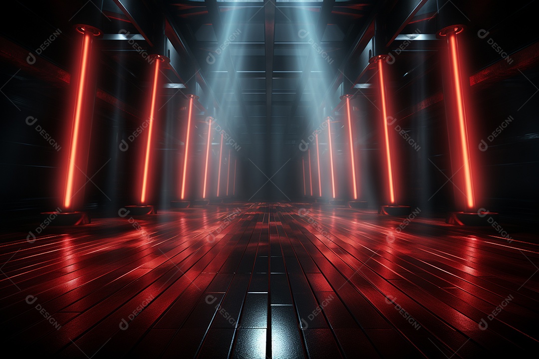 Pano de fundo com iluminação de holofotes vermelhos para imagem realista de fundo design ultra hd alto