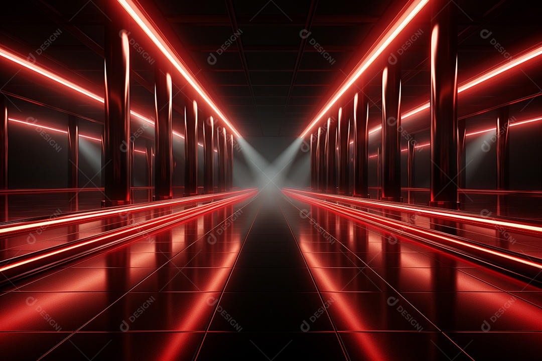 Pano de fundo com iluminação de holofotes vermelhos para imagem realista de fundo design ultra hd alto