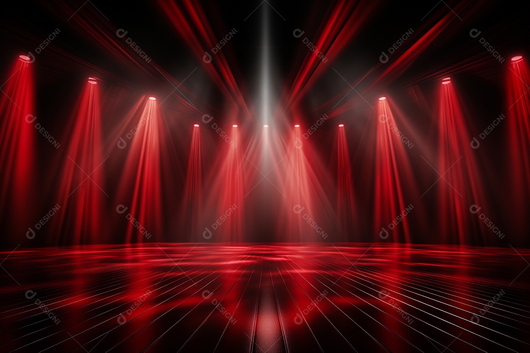 Pano de fundo com iluminação de holofotes vermelhos para imagem realista de fundo design ultra hd alto
