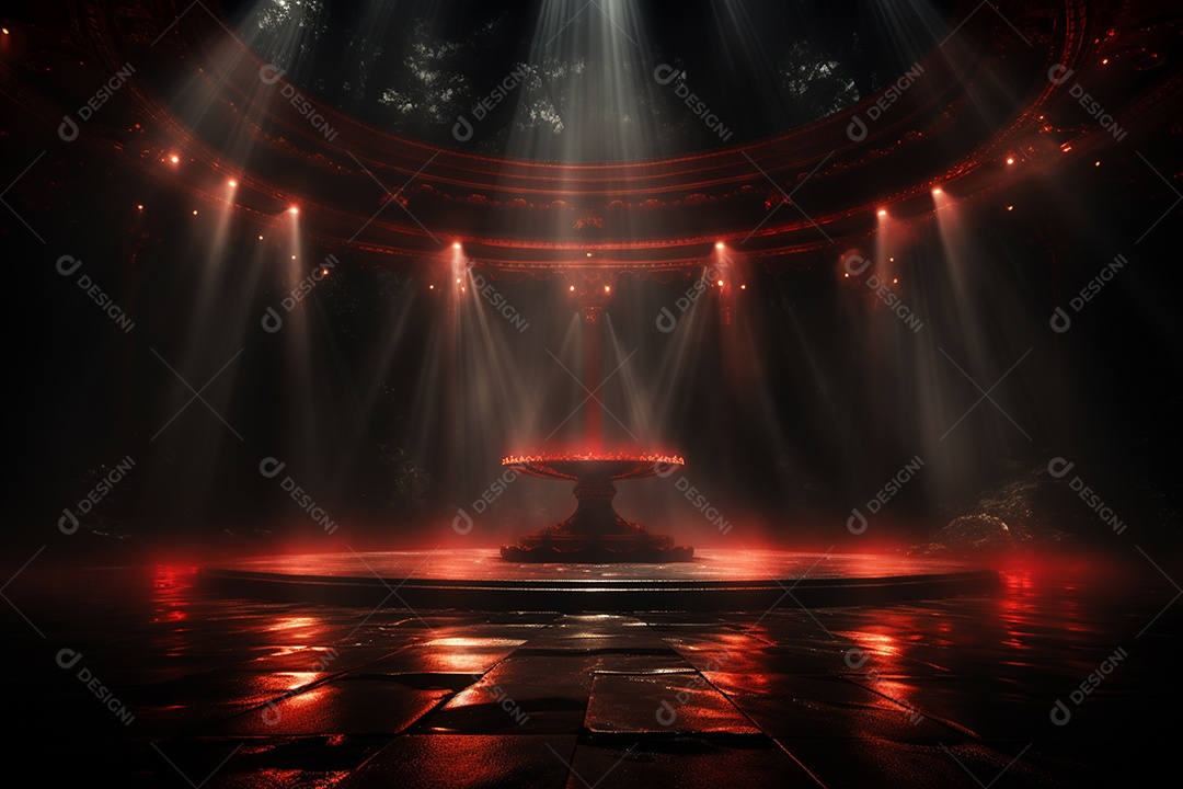 Pano de fundo com iluminação de holofotes vermelhos para imagem realista de fundo design ultra hd alto