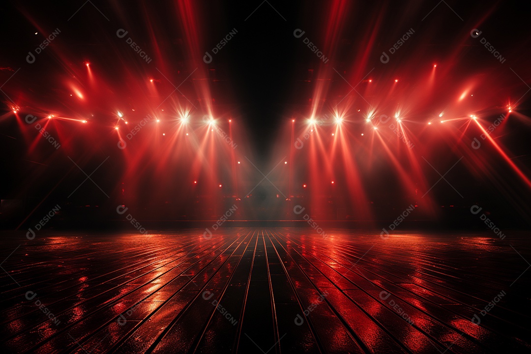 Pano de fundo com iluminação de holofotes vermelhos para imagem realista de fundo design ultra hd alto