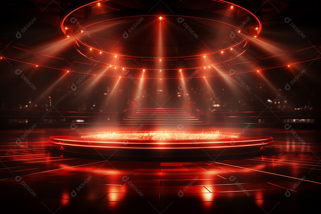 Pano de fundo com iluminação de holofotes vermelhos para imagem realista de fundo design ultra hd alto