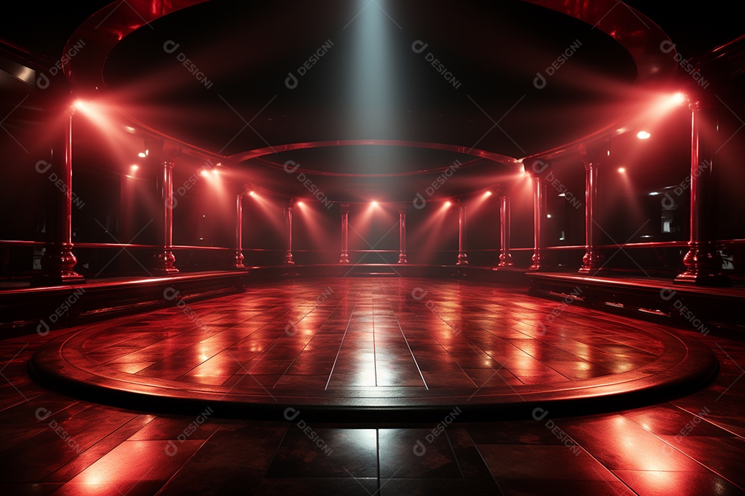 Pano de fundo com iluminação de holofotes vermelhos para imagem realista de fundo design ultra hd alto