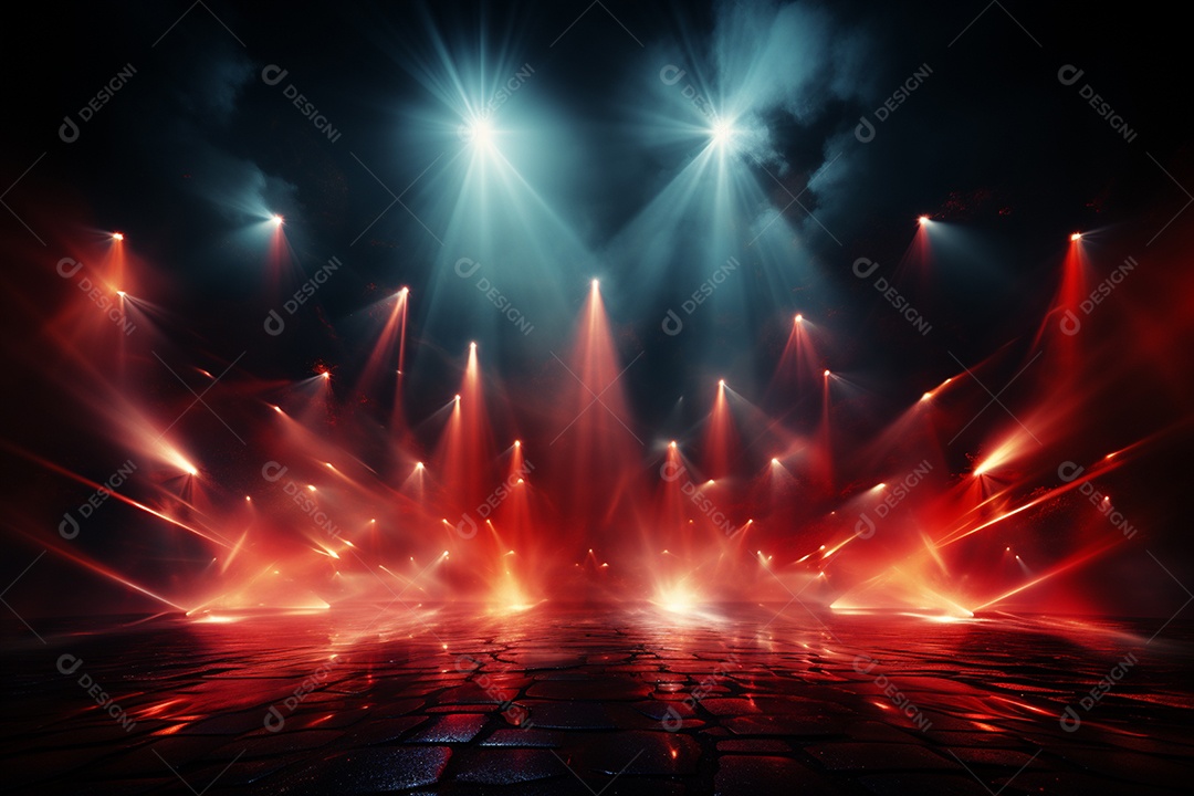 Pano de fundo com iluminação de holofotes vermelhos para imagem realista de fundo design ultra hd alto
