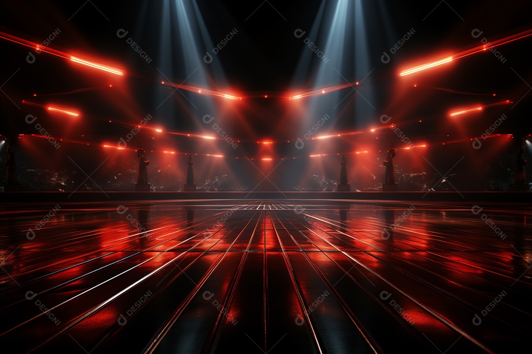Pano de fundo com iluminação de holofotes vermelhos para imagem realista de fundo design ultra hd alto