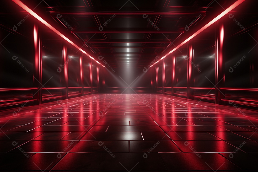 Pano de fundo com iluminação de holofotes vermelhos para imagem realista de fundo design ultra hd alto