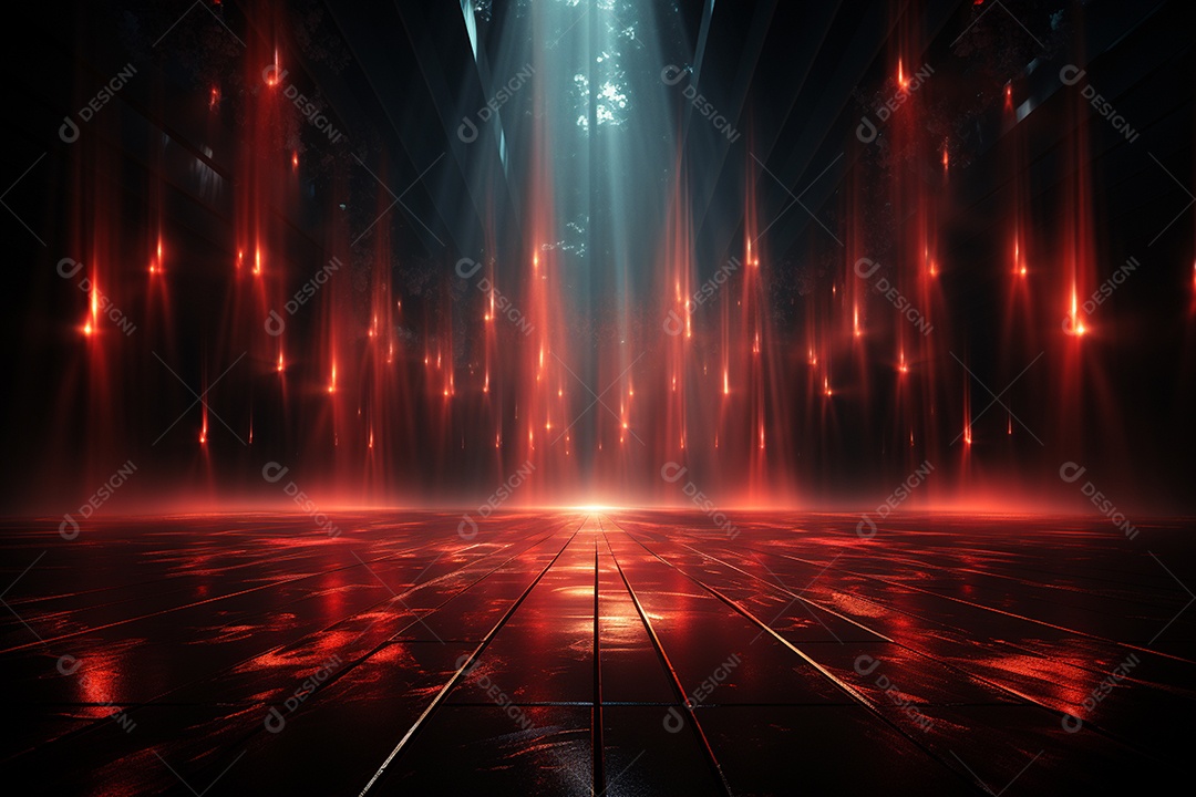 Pano de fundo com iluminação de holofotes vermelhos para imagem realista de fundo design ultra hd alto